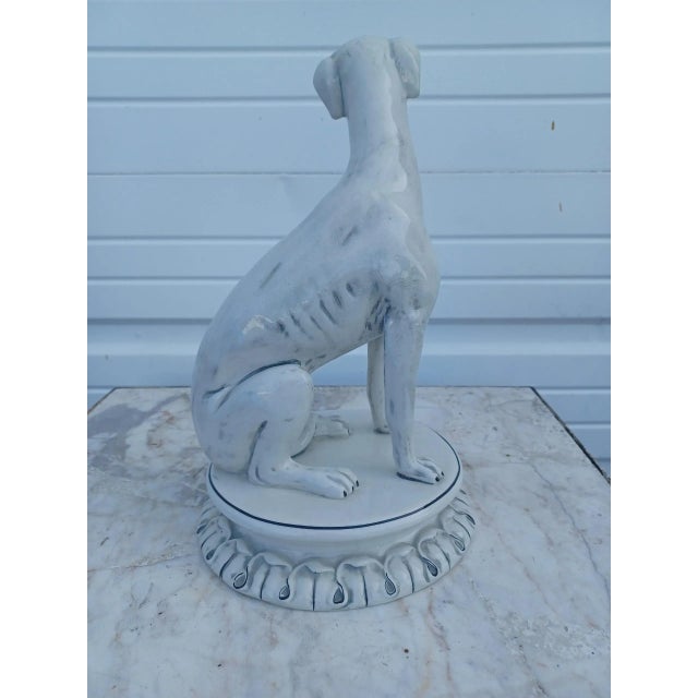Hollywood Regency Vintage Regal Ceramic Whippet Figurine on Stand For Sale - Image 3 of 5