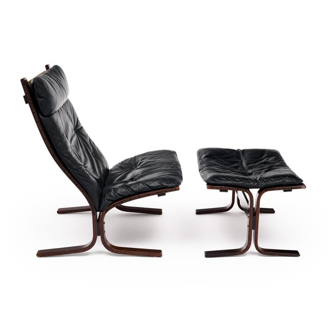 Mid-Century Modern Ingmar Relling Leather “Siesta” Lounge Chair and Ottoman For Sale - Image 3 of 9