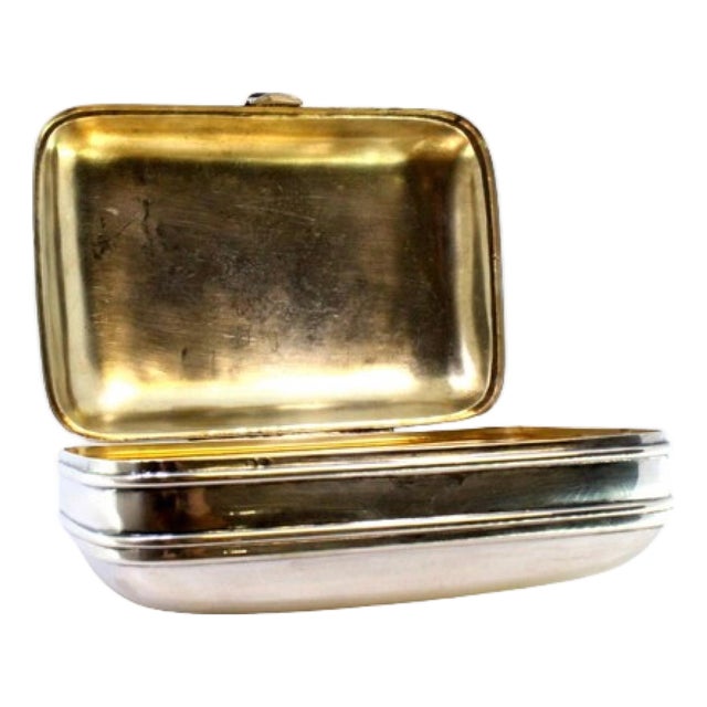 Smooth Silver Soap Dish with Applique For Sale