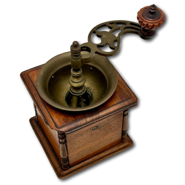 Beautifully & Completely Hand Made Antique Mahogany & Brass Coffee Grinder - Circa Early 19th Century For Sale - Image 9 of 18