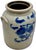Blue Ourtstanding Antique Large 3 Gallon Size American Blue Hand Decorated Stoneware Butter Churn - Circa 1870s For Sale - Image 8 of 18