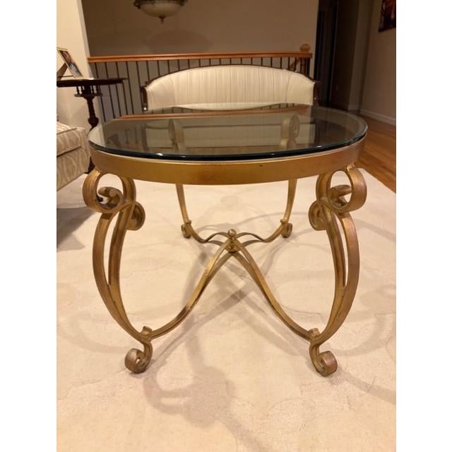 Hollywood Regency Antique Gold Coffee Table For Sale - Image 3 of 3