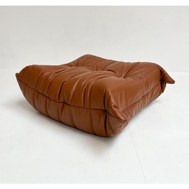 Cognac Leather Ottoman by Michel Ducaroy for Ligne Roset, 1970s For Sale - Image 10 of 10