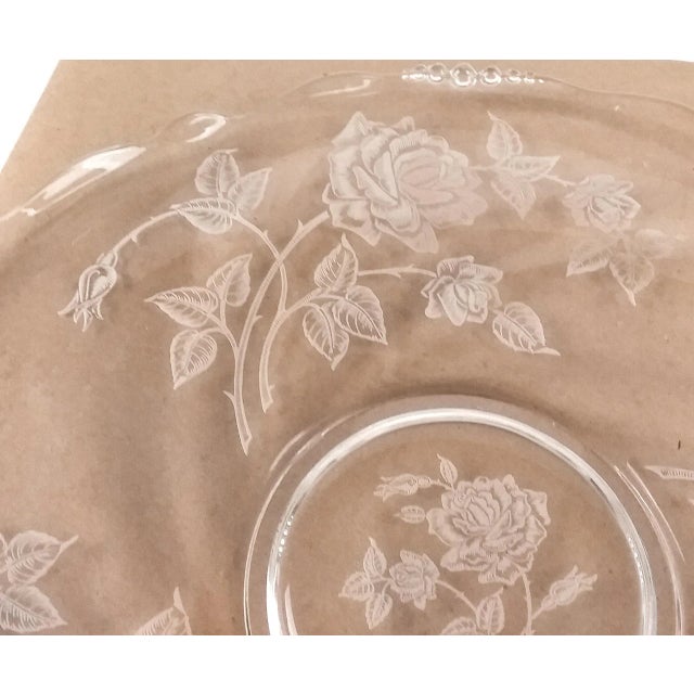 Vintage Victorian Style Crystal Etched Cake Platter For Sale - Image 9 of 12