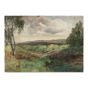 Vintage Landscape Watercolor on Artist Panel of Hillside by Fred Hines, 20th C