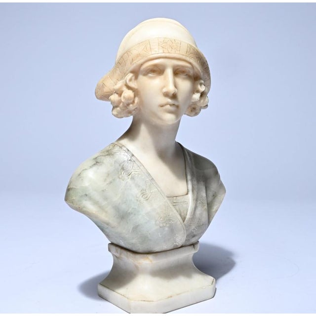 Italian Art Deco marble female bust, early 20th century signed by Michelotti, Italy, circa 1920 Height: 35 cm