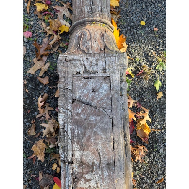 Moroccan 1970s Salvaged Carved Wood Column For Sale - Image 3 of 7