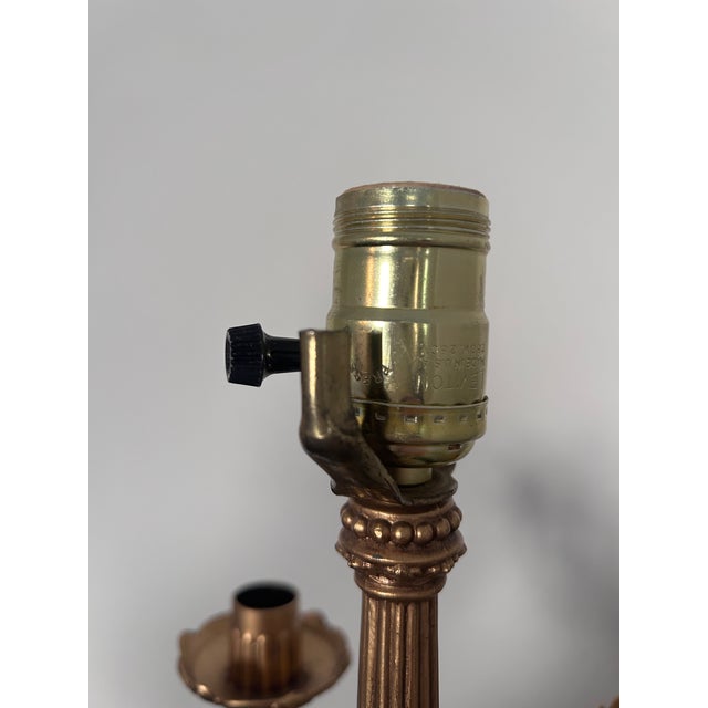 Metal 1960s Hollywood Regency Candelabra Table Lamp With Frosted Crackle Glass Globe For Sale - Image 7 of 10