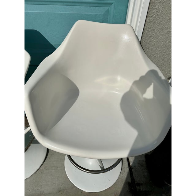 Mid-Century Modern Mid-Century Fiberglass Tulip Swivel Chairs Barstools - A Pair For Sale - Image 3 of 11