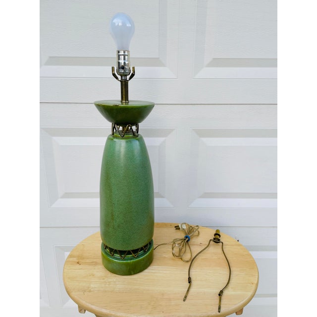 Vintage Mid Century Modern Green Ceramic Lamp Chairish