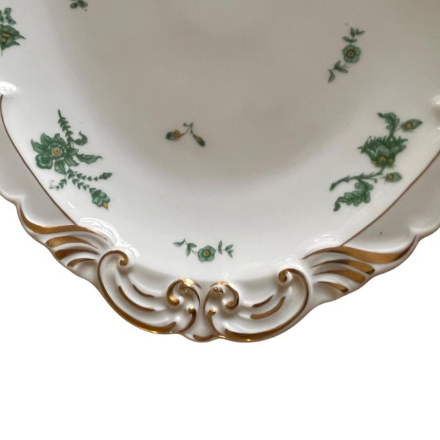 Mid 20th Century 14 X 9 Vintage Set of 2 Haviland Serving Platters Limoges Chevalier Traditional Green France Floral Farmhouse French Country English Cottage For Sale - Image 5 of 9
