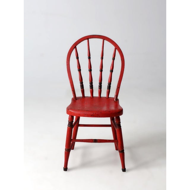 Antique Painted Bow Back Windsor Chair For Sale - Image 9 of 14