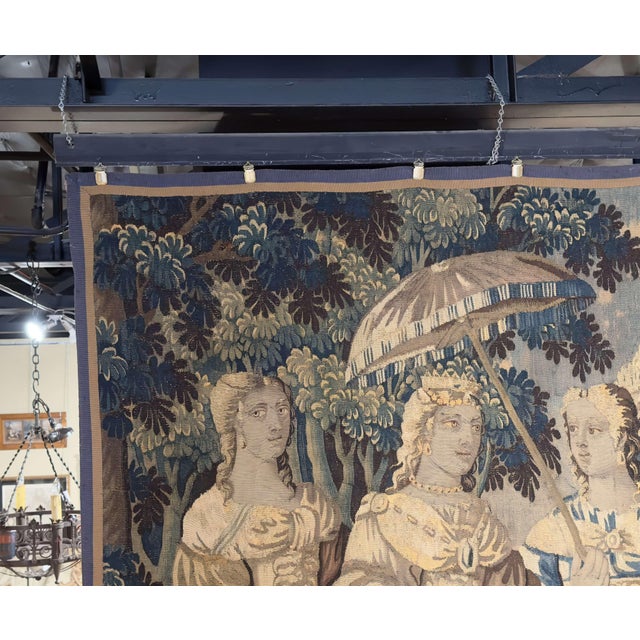 Monumental 18th Century Flemish Verdure Tapestry With Classical Scene For Sale - Image 4 of 13