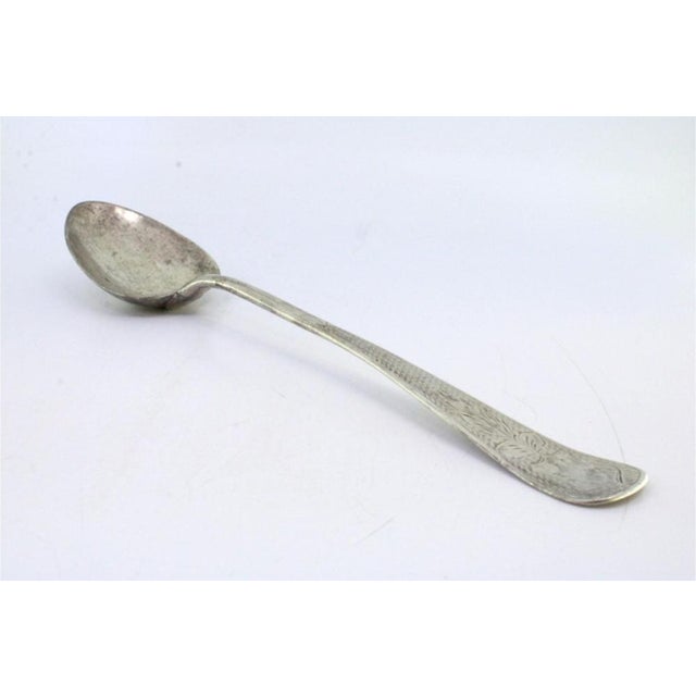 Rice and Serving Spoon in Guilloche Silver with Monogram Card For Sale - Image 3 of 8