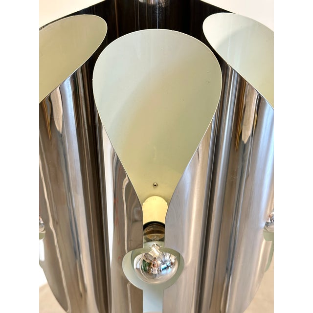 Space Age Chromed Steel Chandelier, 1970s For Sale - Image 9 of 18