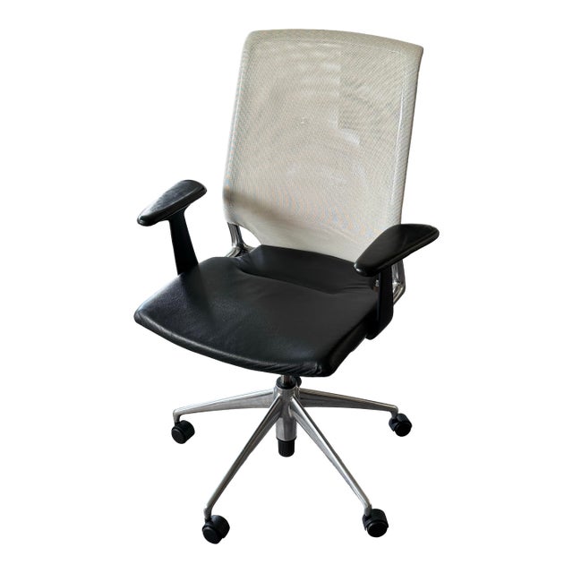Vitra Meda Swivel Leather & Mesh Chair For Sale