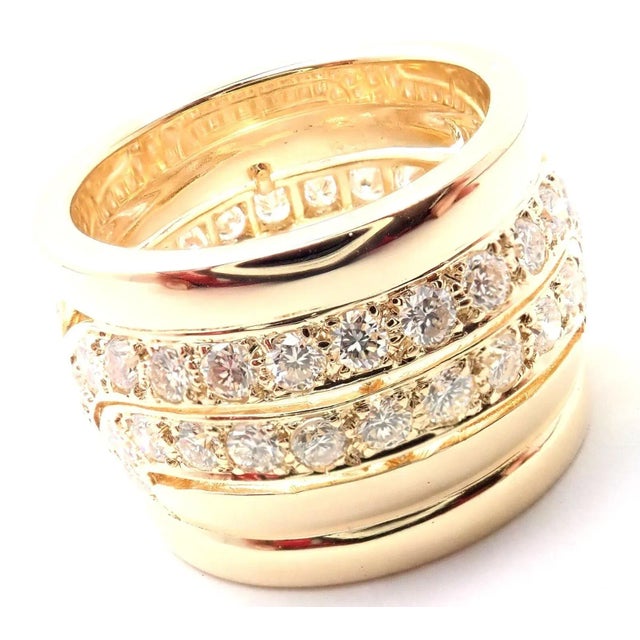 Cartier Cartier 18k Yellow Gold Diamond Wide Band Ring Size 51 US 5 3/4 For Sale - Image 4 of 11