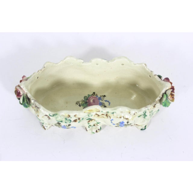 White 1930’s Italian Renaissance Revival Nova Rose Floral Faïence Ceramic Hand Painted Jardiniere Planter, Made in Italy For Sale - Image 8 of 11