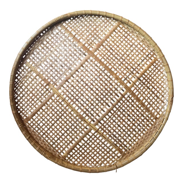 Extra Large Vintage Woven Rattan Tobacco Basket Chairish