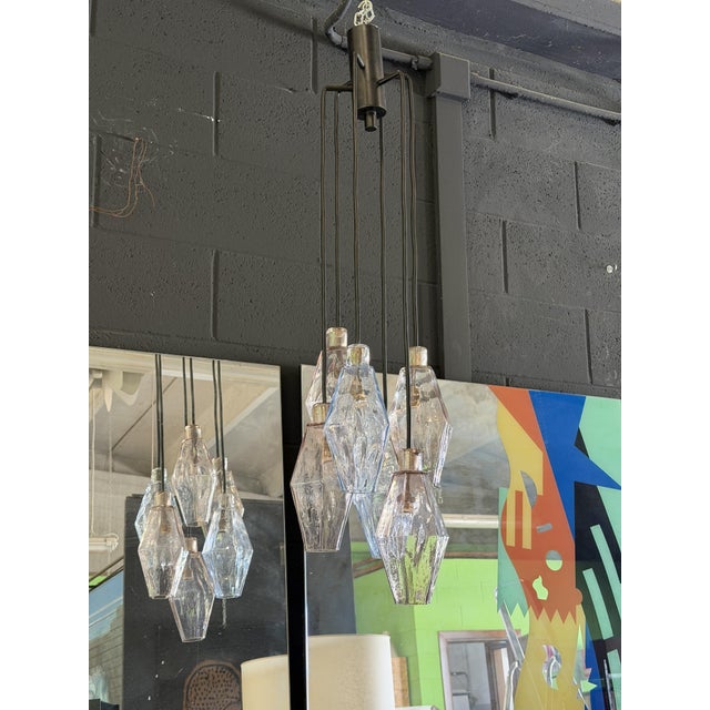 Large Polyhedron 6-Light Chandelier by Carlo Scarpa for Venini, 1950 For Sale - Image 6 of 12