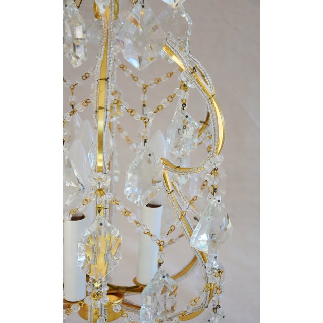 Vintage Chic Hollywood Glam French Style Crystal ... Remarkable italian leafy hollywood regency gold gilt iron toleware 8 light chandelier with stunning wheat sheaf form and beautiful patina to the.