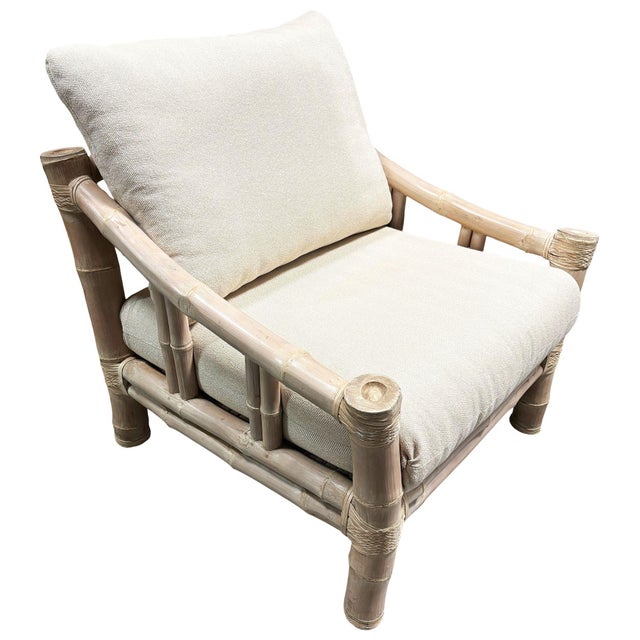 Cream 1980s Miami Coastal Elephant Bamboo Pole Sofa & Lounge Chair Living Room Set For Sale - Image 8 of 18