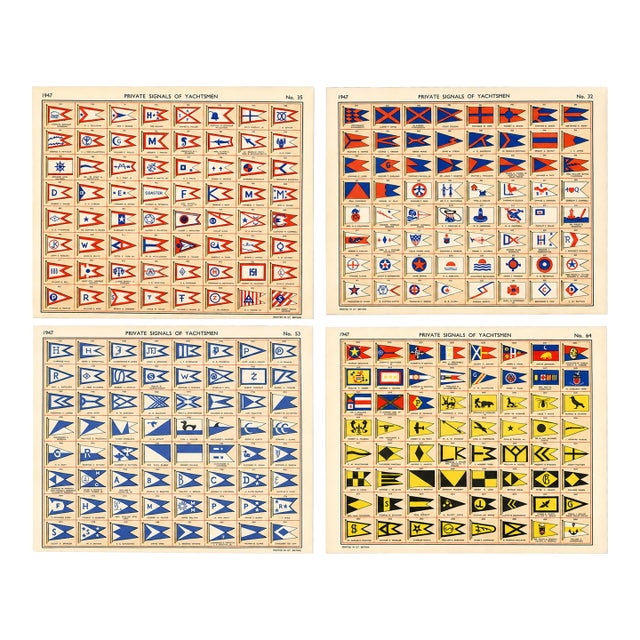Original Lloyd's Register of Yachts "Private Signals of Yachtsmen" Reference Pages – Set of 4 – Year 1947 Group I For Sale