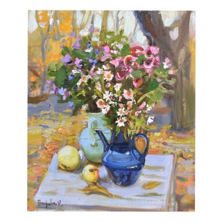Valery Bayda, September, Flowers, 2025, Oil on Canvas & Cardboard For Sale