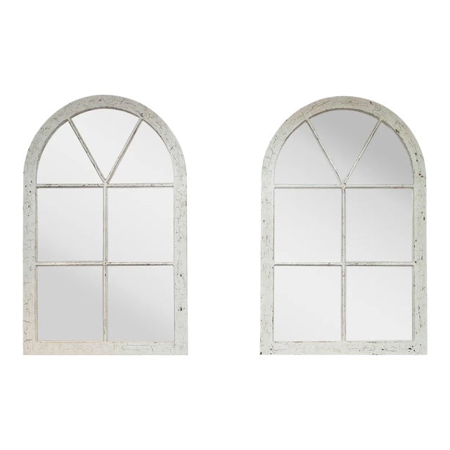 Late 19th Century English White Painted Industrial Windows - A Pair For Sale