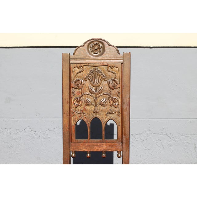 Rennaisance Revival Carved Oak Tea Table & Chairs For Sale - Image 11 of 13