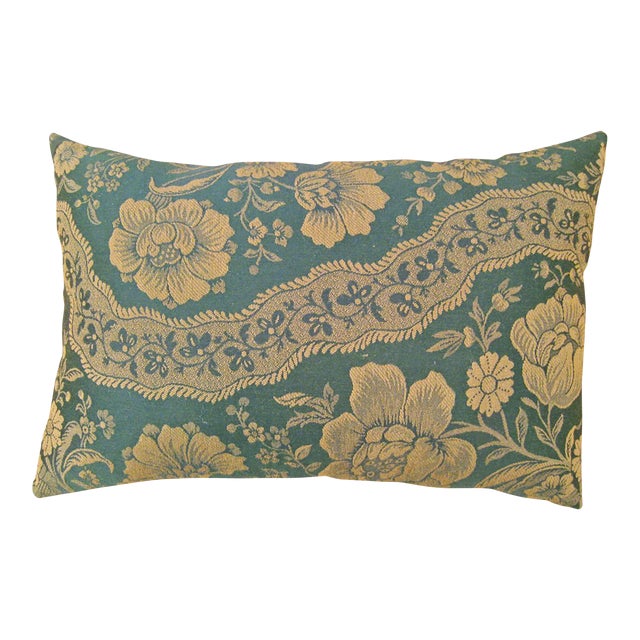 Decorative Vintage European Chinoiserie Fabric Pillow with Floral Design For Sale