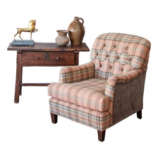 Custom English Roll-Arm Club Chair — Cowtan & Tout Plaid For Sale