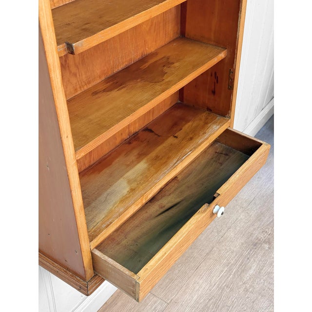 Antique Farmhouse Pine Wall Hanging Open Front Cabinet Shelf For Sale - Image 9 of 11