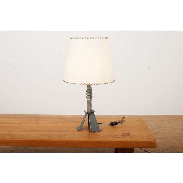 Brutalist Table Lamp with Wrought Iron Base and Stem from Megal, 1960s For Sale - Image 3 of 10