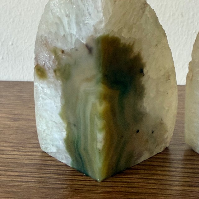 Early 20th Century Antique Green and Ochre Geode Bookends, a Pair For Sale - Image 5 of 6