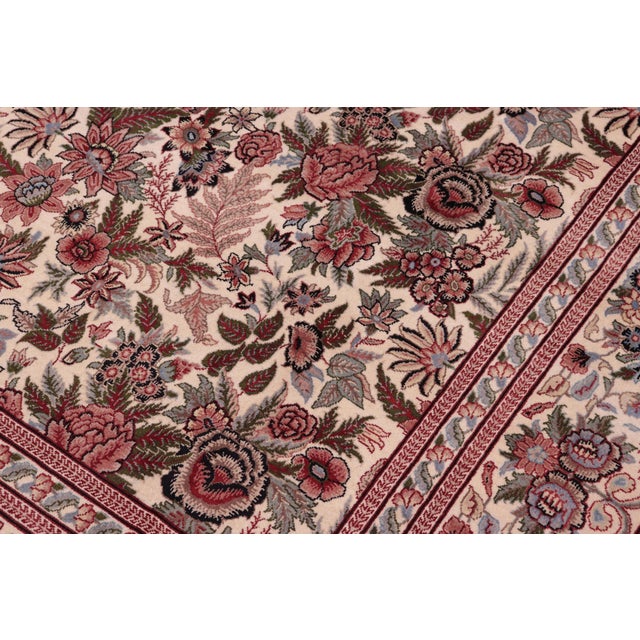 Shabby Chic Shabby Chic Floral 1990's Pak-Persian Ivory/Ivory Wool Rug - 8'0'' X 9'0'' For Sale - Image 3 of 9