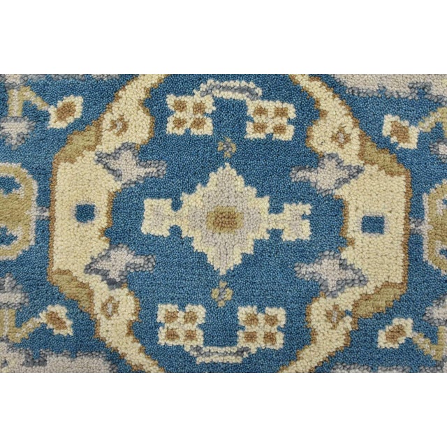 Oushak Runner 2’7” X 10′ Blue Wool Tribal Hand-Knotted Oriental Rug For Sale - Image 4 of 13