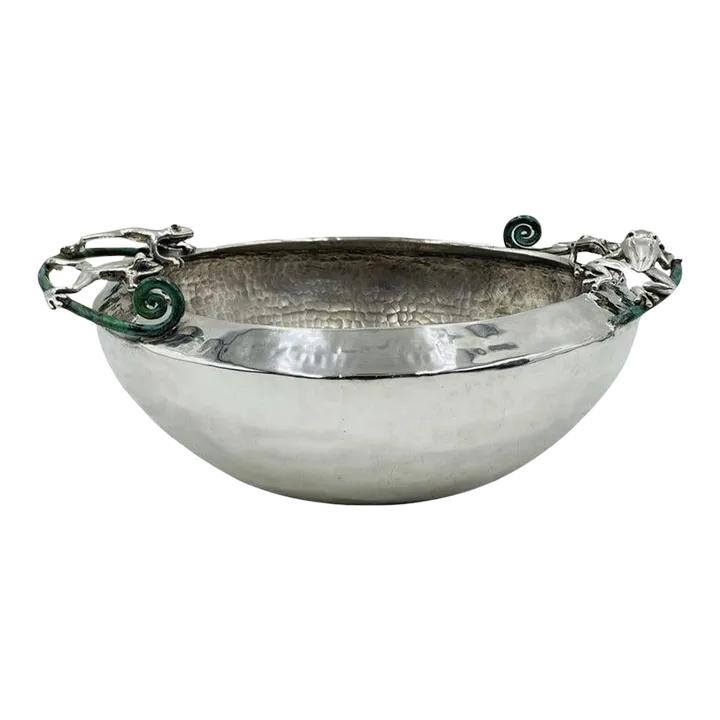 Emilia Castillo, Silver-Plated Bowl With Frogs Handles, Mexico
