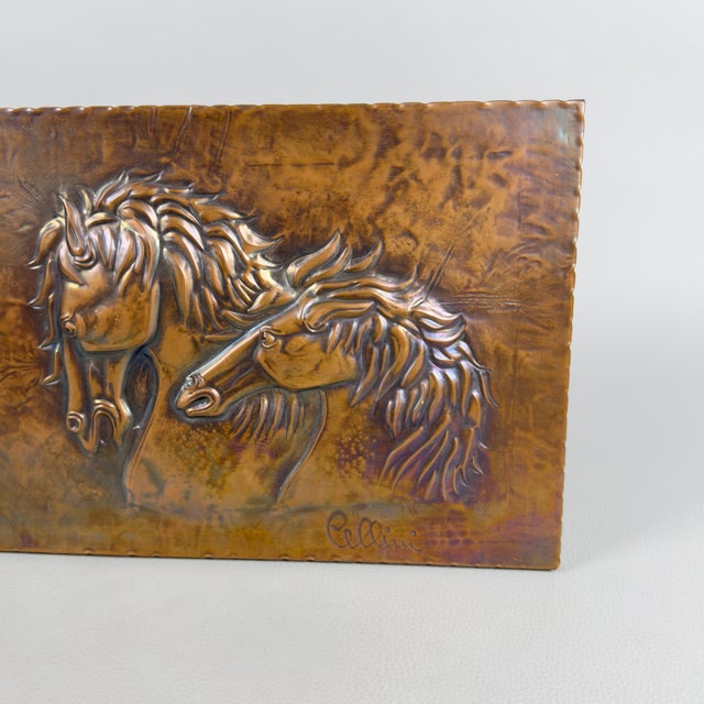 High Relief Painting of Horses in Embossed Copper by Studio Cellini For Sale - Image 4 of 13