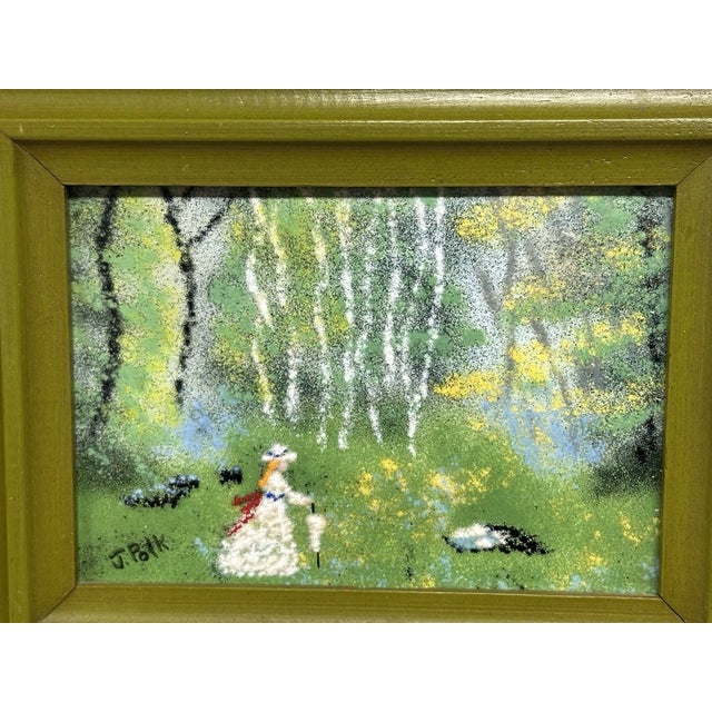 1970s 2 Vintage J. Polk Enamel on Copper Framed Impressionist Paintings For Sale In Philadelphia - Image 6 of 8