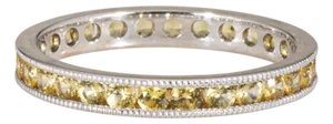 Yellow Sapphire Eternity Ring Sz 7.5 18k White Gold Stacking Band Fine Jewelry