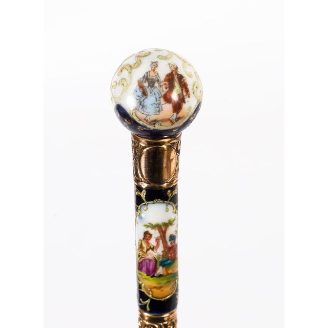 Antique French Gold Plate and Porcelain Walking Sword Stick, 1800s For Sale - Image 10 of 18