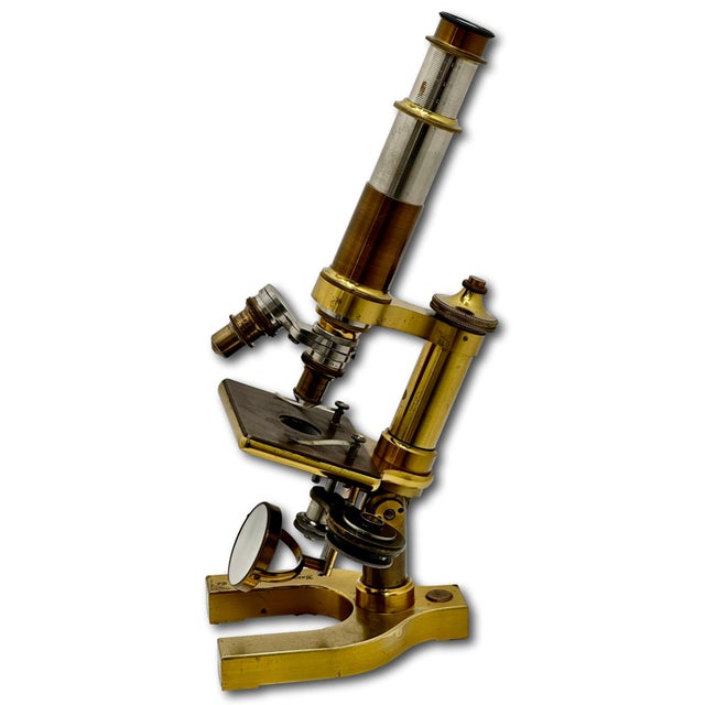 Fine Quality Authentic Antique Solid Brass Doctors Microscope by Bausch & Lomb Optical Co. New York Circa 1894 For Sale - Image 4 of 18
