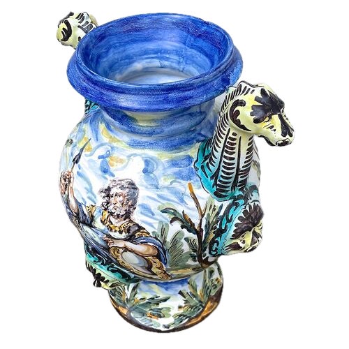 Neoclassical Vintage Italian Hand-Painted Urn Vase For Sale - Image 3 of 9