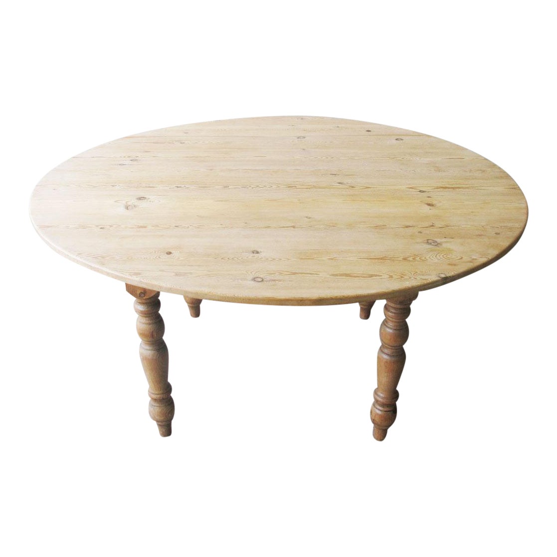 Traditional Scrubbed Pine Circular Dining Table | Chairish