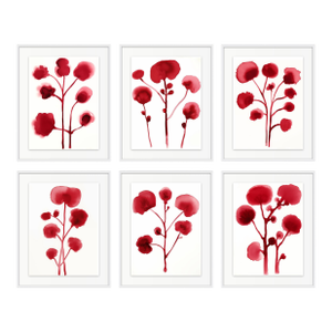 Unframed Original Botanical Watercolor Flower Fine Art Prints Installation in the Style of Louise Bourgeois