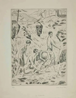 Paul Emile Colin, The Waterfall, Etching, 1930s