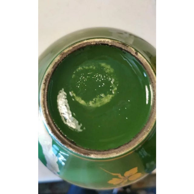 1940s Art Deco France Green Enameled Terracotta Vase For Sale - Image 10 of 13