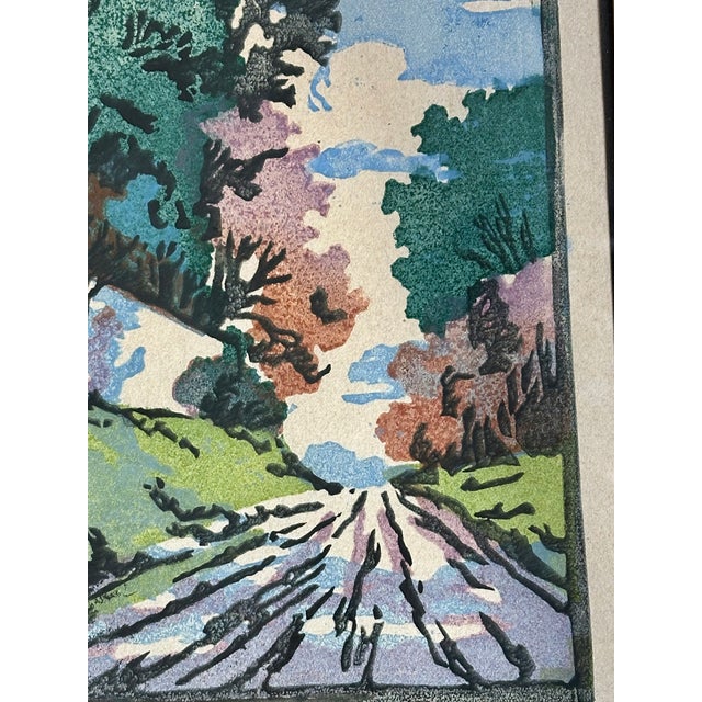 Vintage Framed Early 20th Century Landscape Woodblock Print For Sale - Image 13 of 14