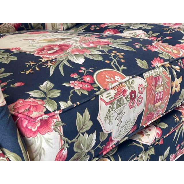 Textile Pearson 84” Custom Three Seat Sofa in Richloom Asian Chinoiserie Fabric, Vintage For Sale - Image 7 of 17
